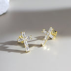 Cross Moissanite Stud Earrings 6 view