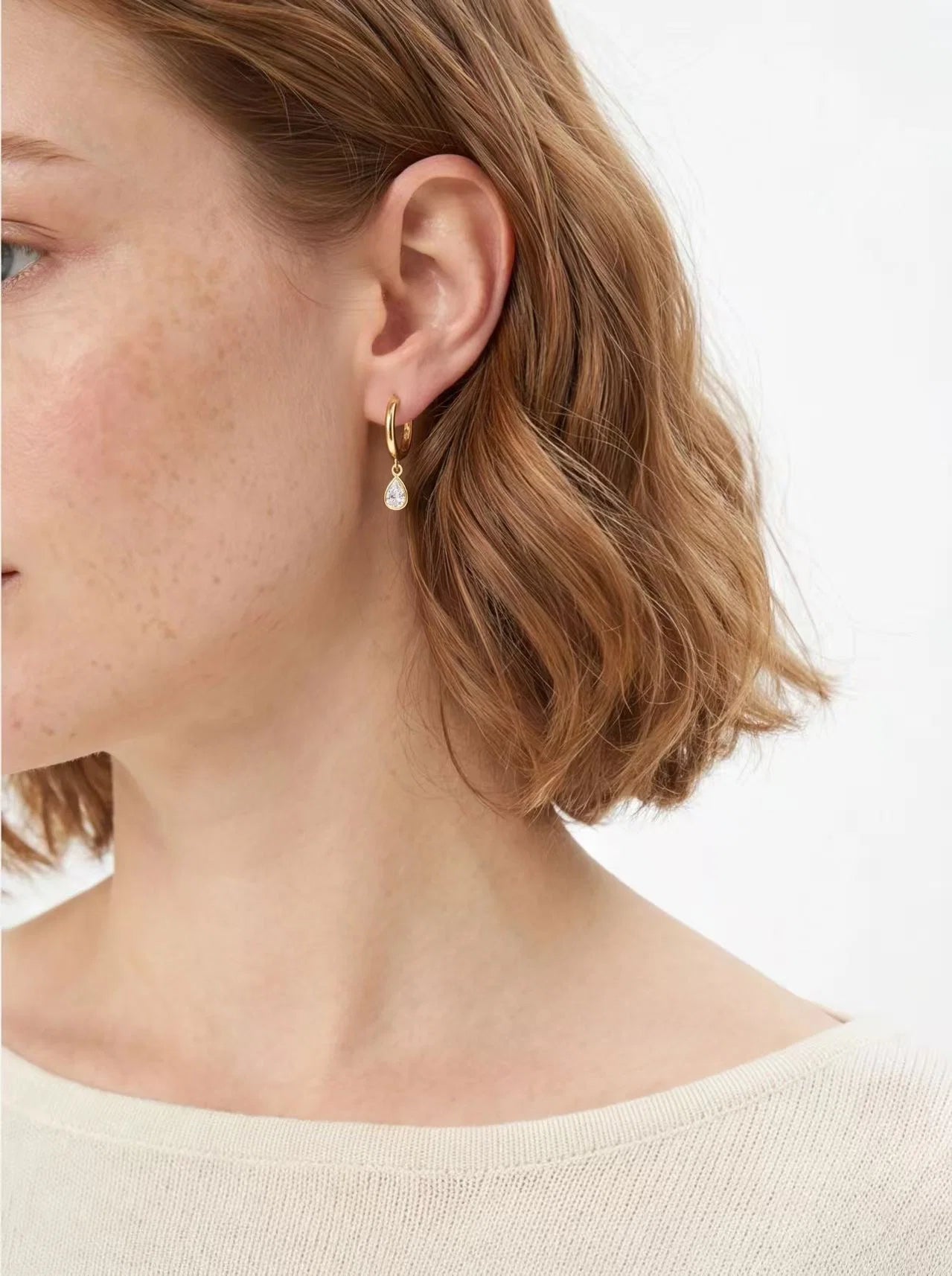 Teardrop Huggie Hoop Earrings