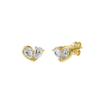 Twin Heart Moissanite Stud Earrings
