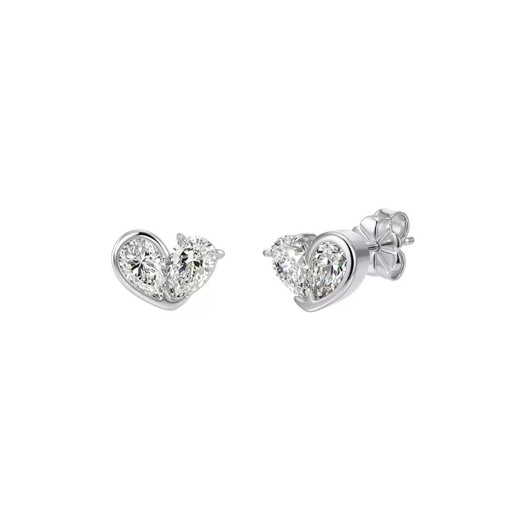 Twin Heart Moissanite Stud Earrings