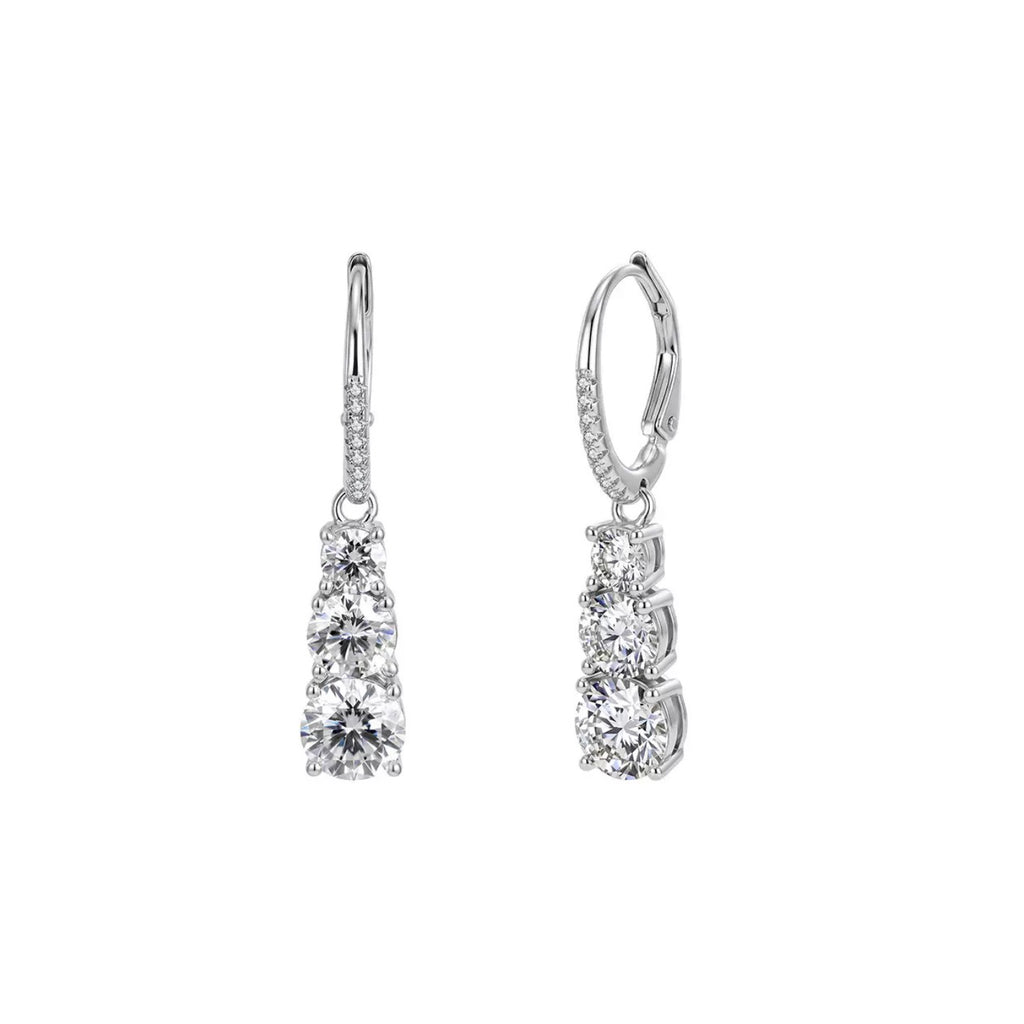Three-Stone Moissanite Drop Earrings