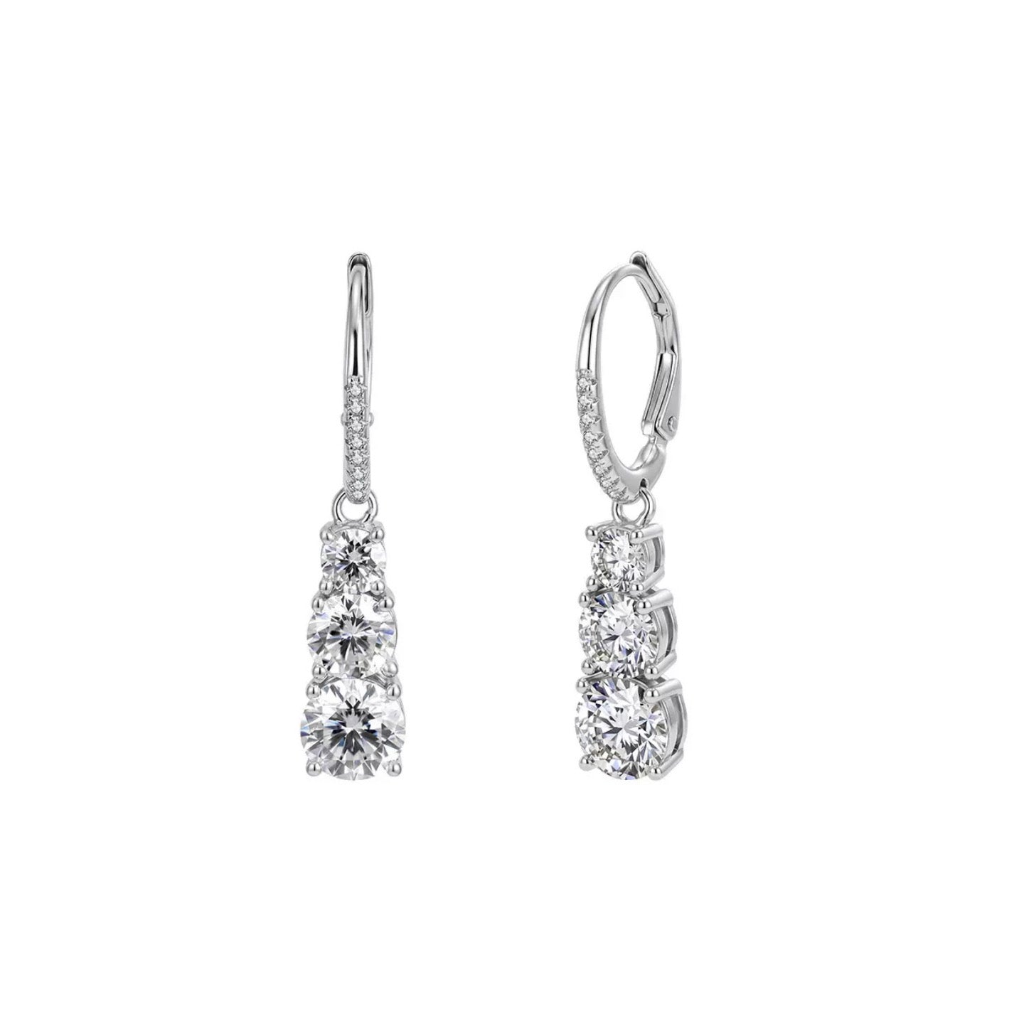 Three-Stone Moissanite Drop Earrings