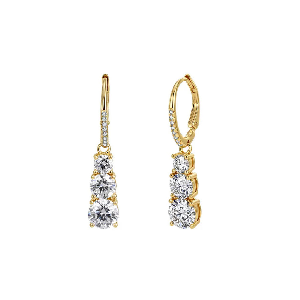 Three-Stone Moissanite Drop Earrings