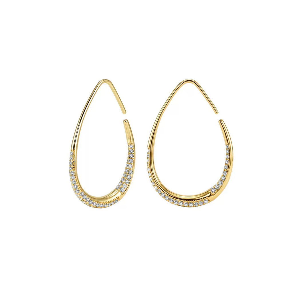 Pavé Teardrop Open Hoop Earrings