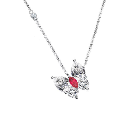 Ruby Butterfly Necklace – Sterling Silver or Gold Vermeil