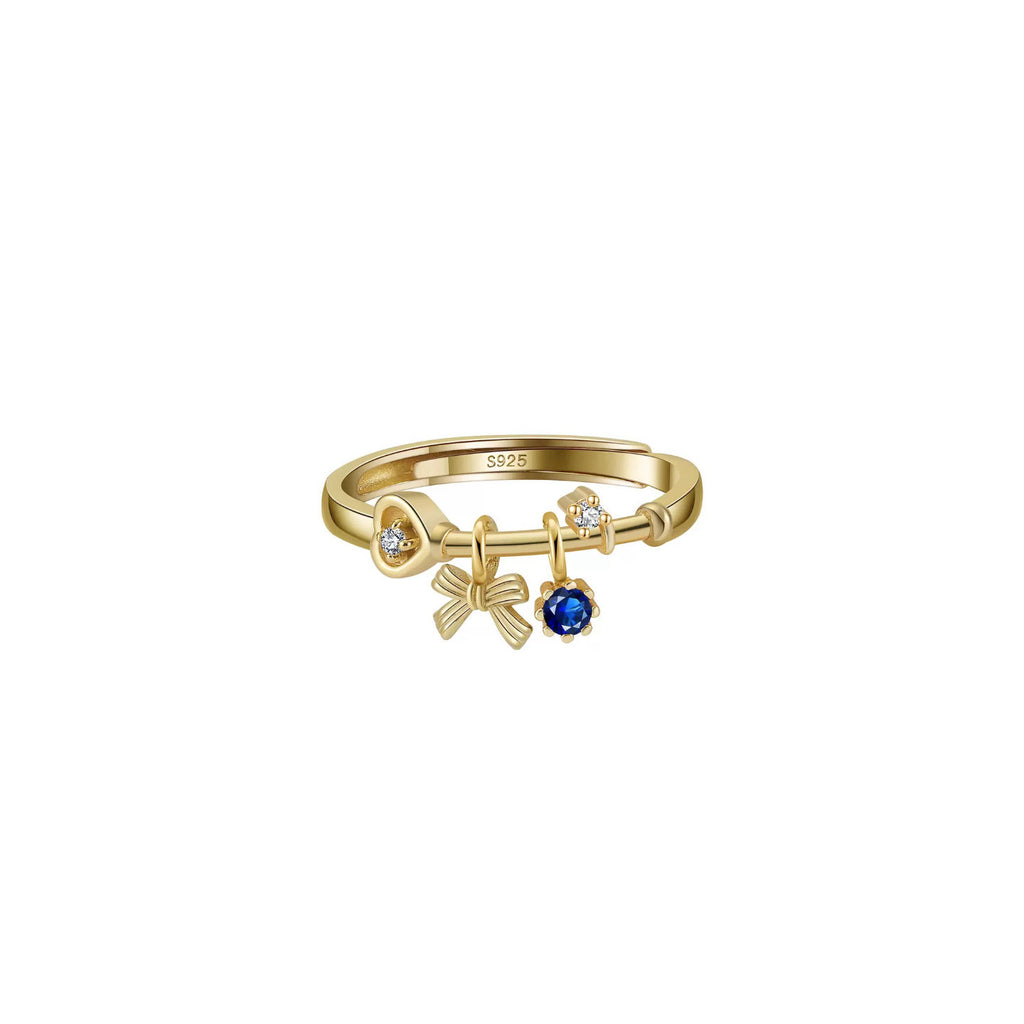 Charm Bow – Vermeil & CZ Adjustable Ring