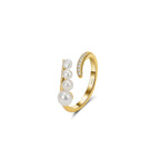 Grace Arc Pearl Adjustable Ring, Minimalist Open Band Ring, Dainty Everyday Stacking Ring