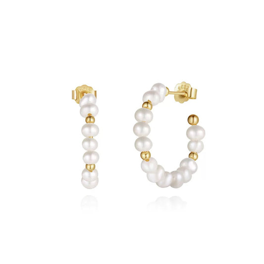 Lunar Loop – Freshwater Pearl & Vermeil Hoop Earrings