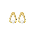 Zen Arc – Geometric Freshwater Pearl & Vermeil Stud Earrings