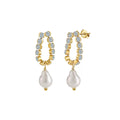 Radiant Bloom – Freshwater Pearl & Gold Vermeil Drop Hoop Earrings