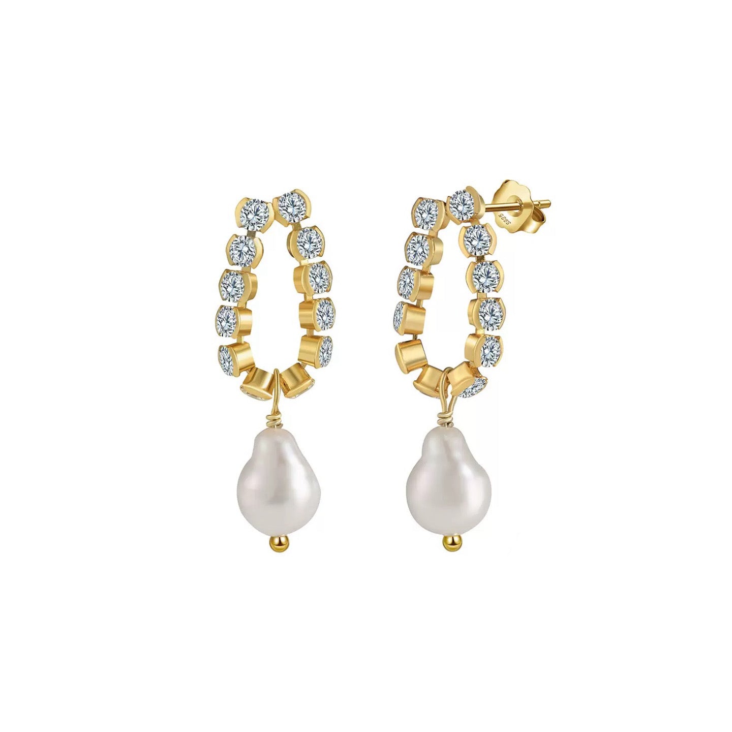 Radiant Bloom – Freshwater Pearl & Gold Vermeil Drop Hoop Earrings