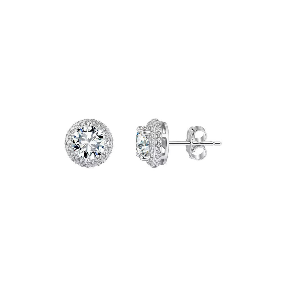 Round Halo Moissanite Stud Earrings