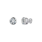 Round Bezel Moissanite Stud Earrings