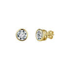 Round Bezel Moissanite Stud Earrings