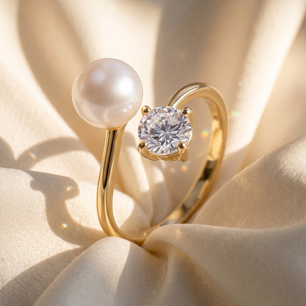 Pearl & Spark Duo Open Ring