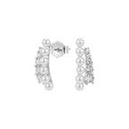 Pearl Cascade CZ Stud Earrings on white background