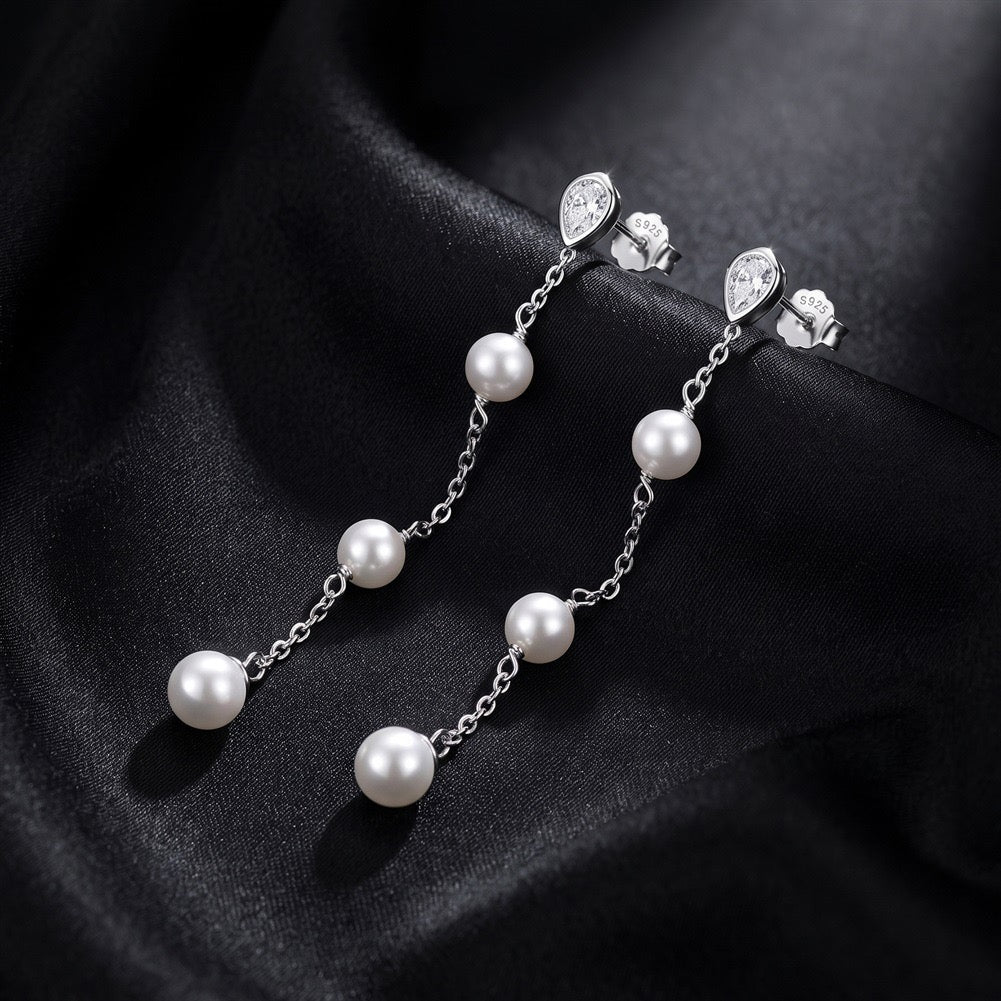Pear Light Shell Pearl Drop Earrings