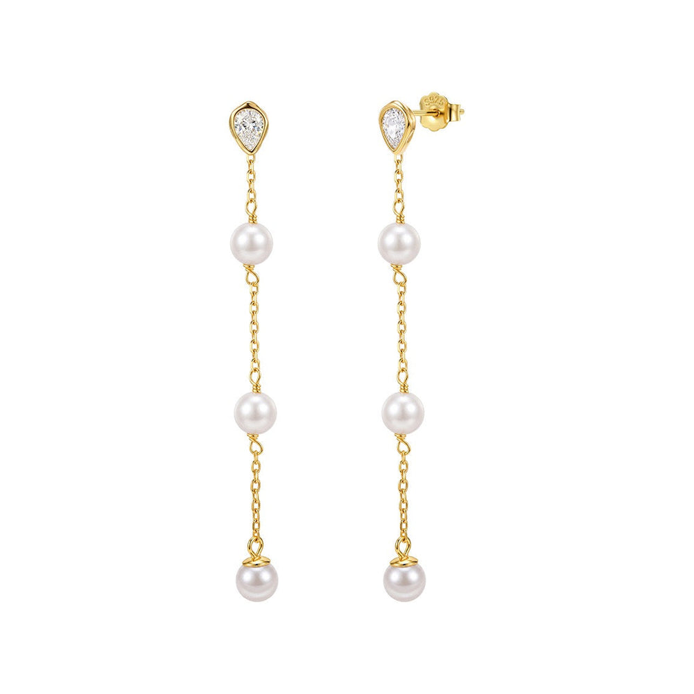 Marquise Light Shell Pearl Drop Earrings on white background