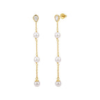 Marquise Light Shell Pearl Drop Earrings on white background