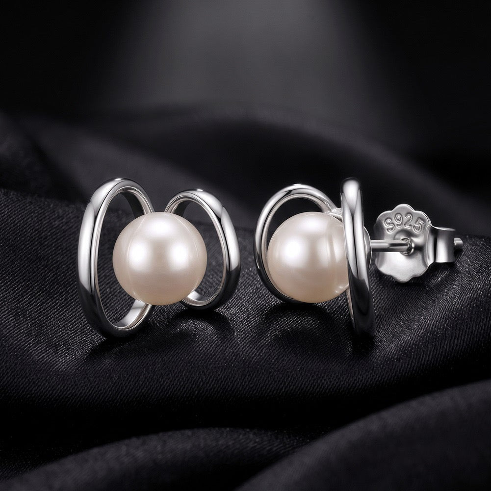 Orbit Shell Pearl Stud Earrings