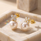 Petal Spark Shell Pearl Stud Earrings