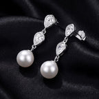 Twin Pear Shell Pearl Drop Earrings