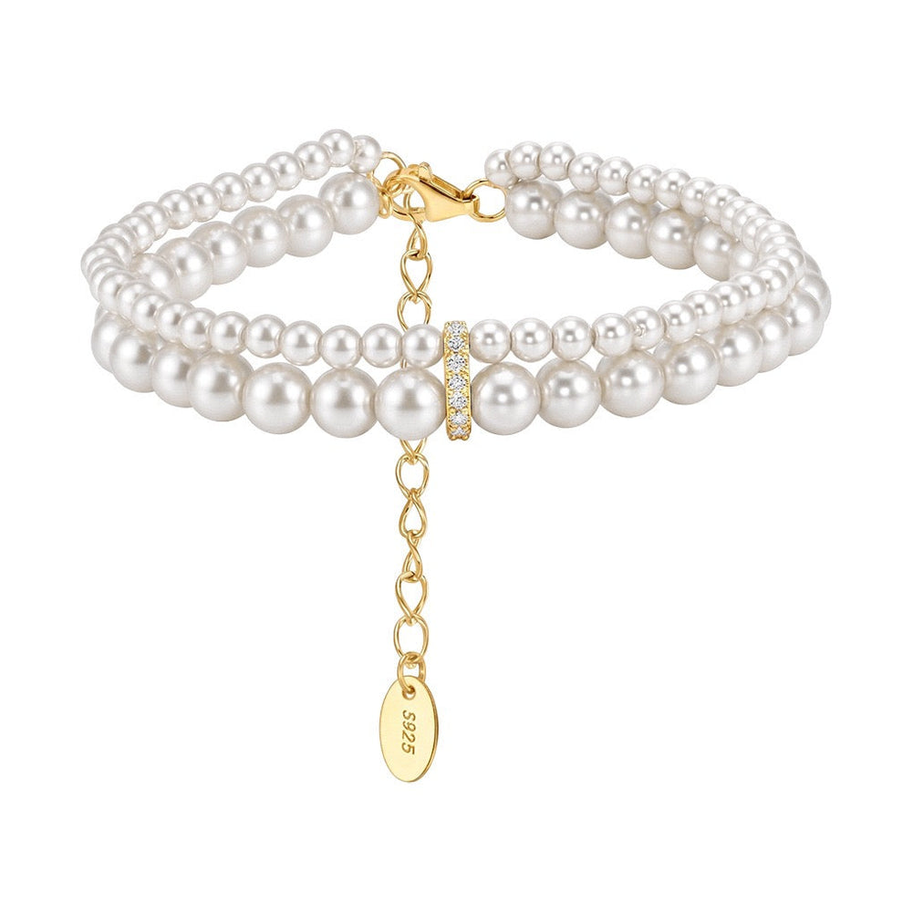 Pearl Duet Layered Bracelet on white background