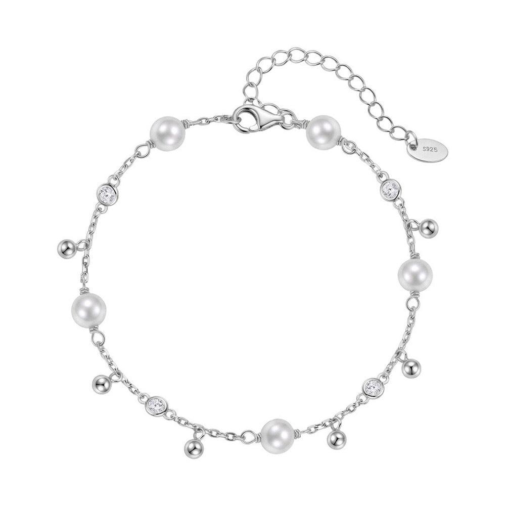 Dancing Pearl Charm Bracelet on white background