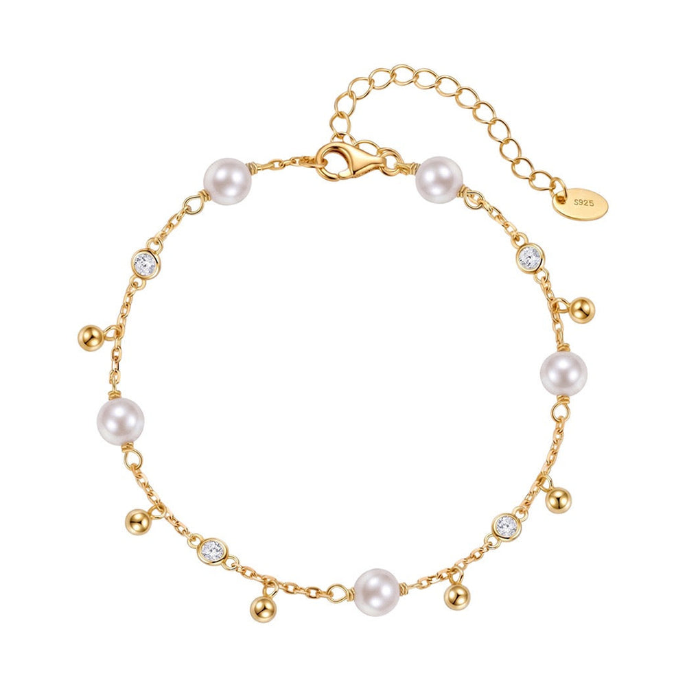 Dancing Pearl Charm Bracelet on white background