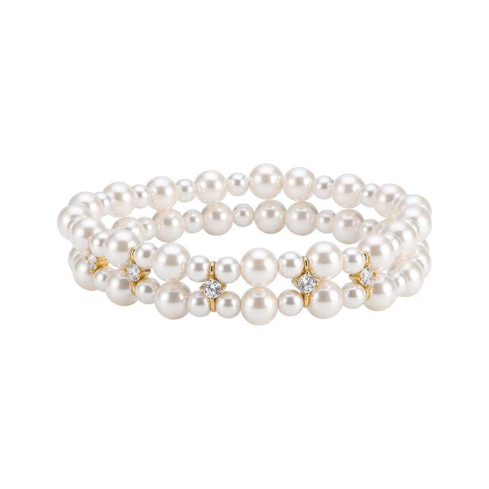 Pearl Harmony Wrap Bracelet on white background