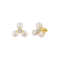 Pearl Trillium Stud Earrings on white background
