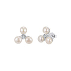 Pearl Trillium Stud Earrings on white background