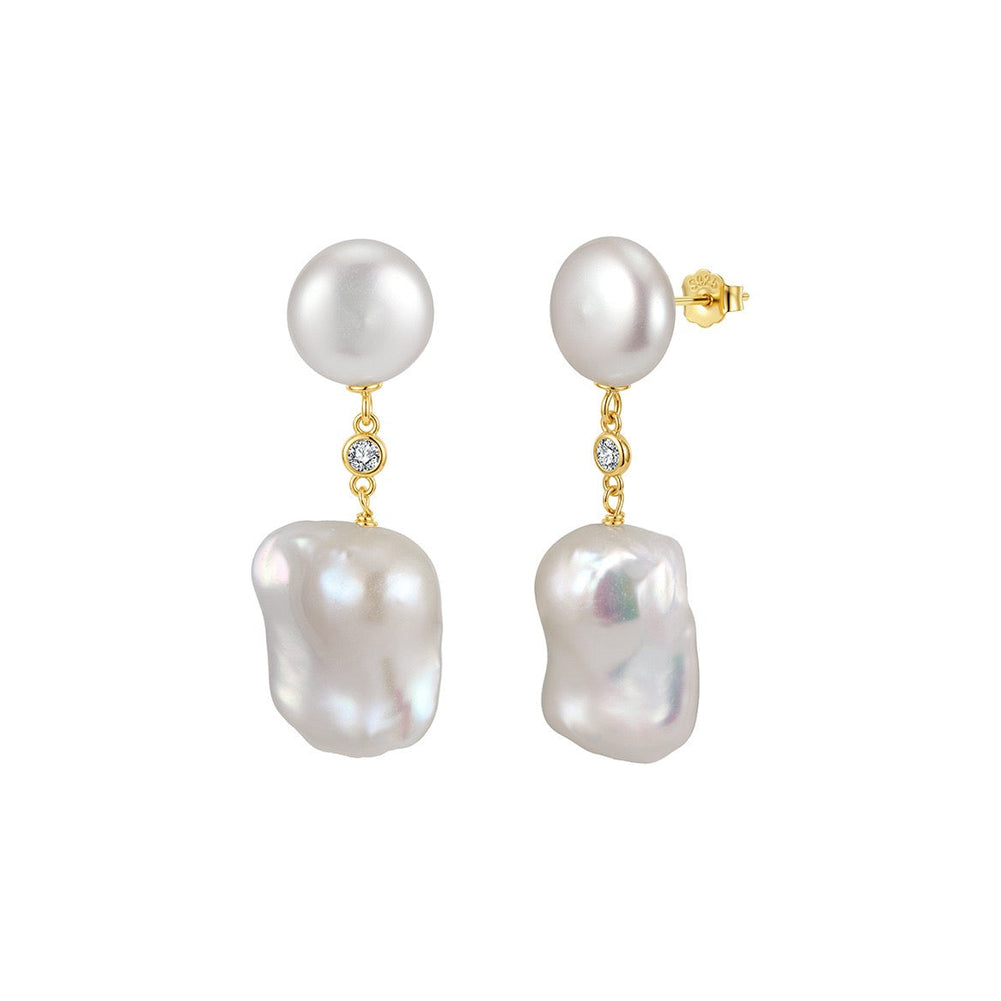 Pearl Reverie Baroque Drop Earrings on white background