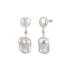 Pearl Reverie Baroque Drop Earrings on white background