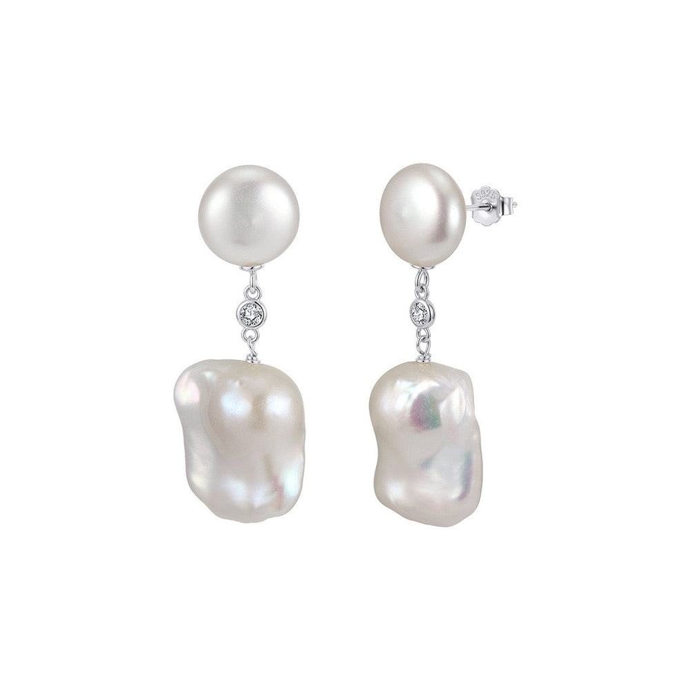 Pearl Reverie Baroque Drop Earrings on white background