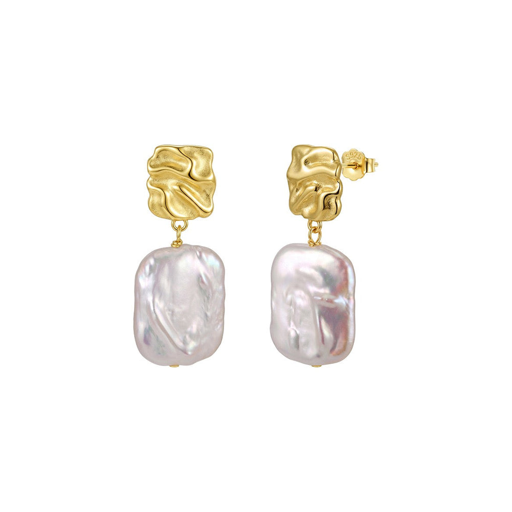 Molten Muse Baroque Pearl Earrings on white background