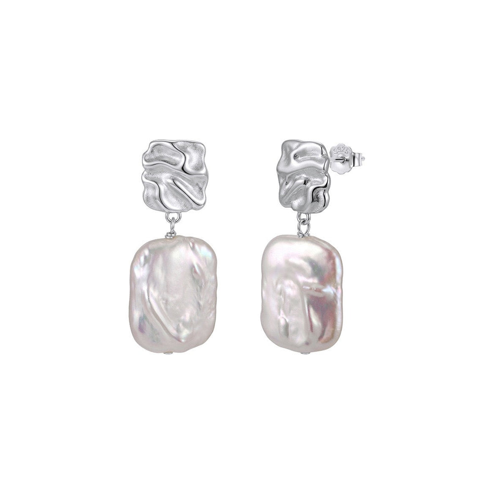 Molten Muse Baroque Pearl Earrings on white background
