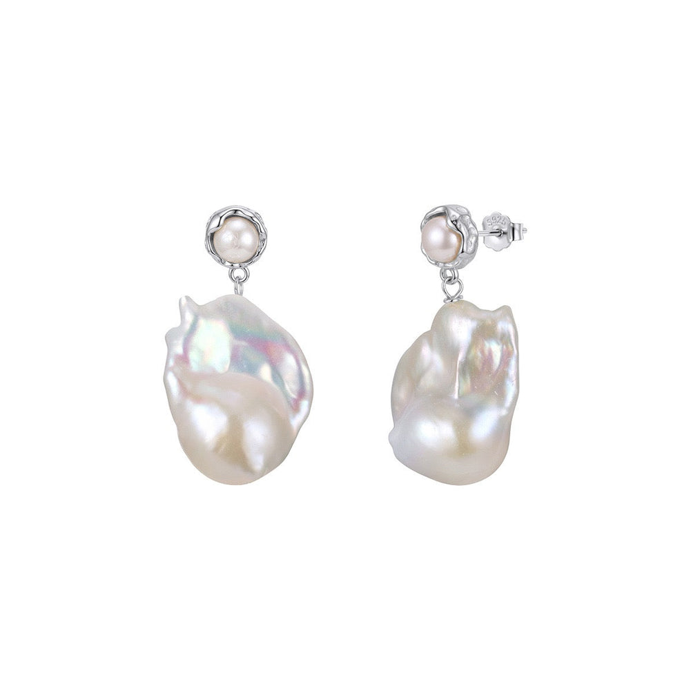 Pearl Heirloom Baroque Drop Earrings on white background