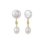 Pearl Poise Double Drop Earrings on white background