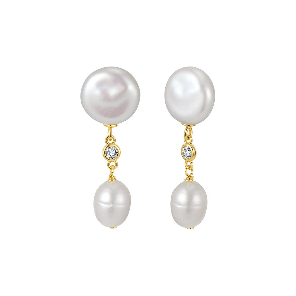 Pearl Poise Double Drop Earrings on white background