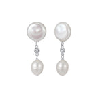 Pearl Poise Double Drop Earrings on white background