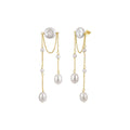 Pearl Waterfall Chain Earrings on white background