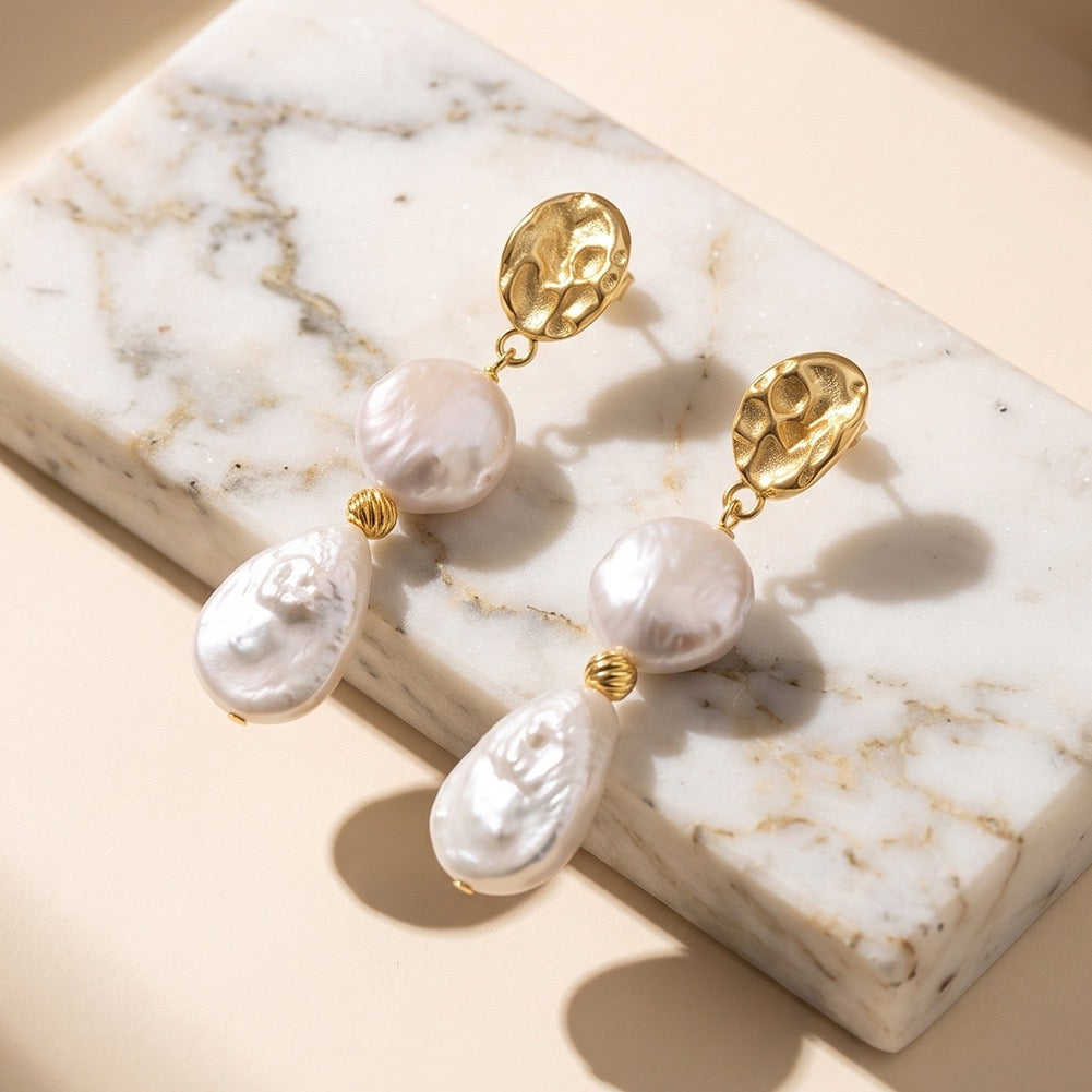 Aurora Tide Pearl Drop Earrings
