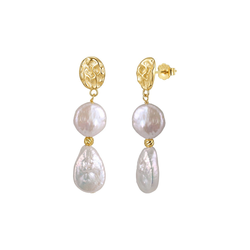 Aurora Tide Pearl Drop Earrings on white background