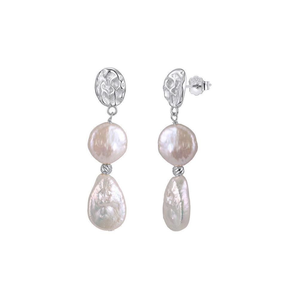 Aurora Tide Pearl Drop Earrings on white background