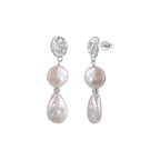 Aurora Tide Pearl Drop Earrings on white background