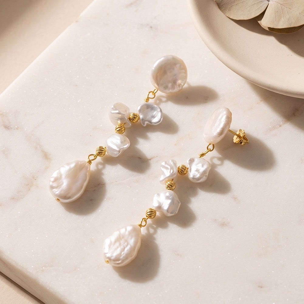 Pearl Blossom Cascade Earrings