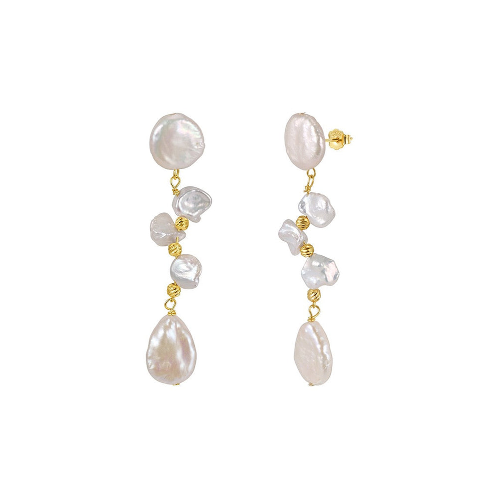 Pearl Blossom Cascade Earrings on white background