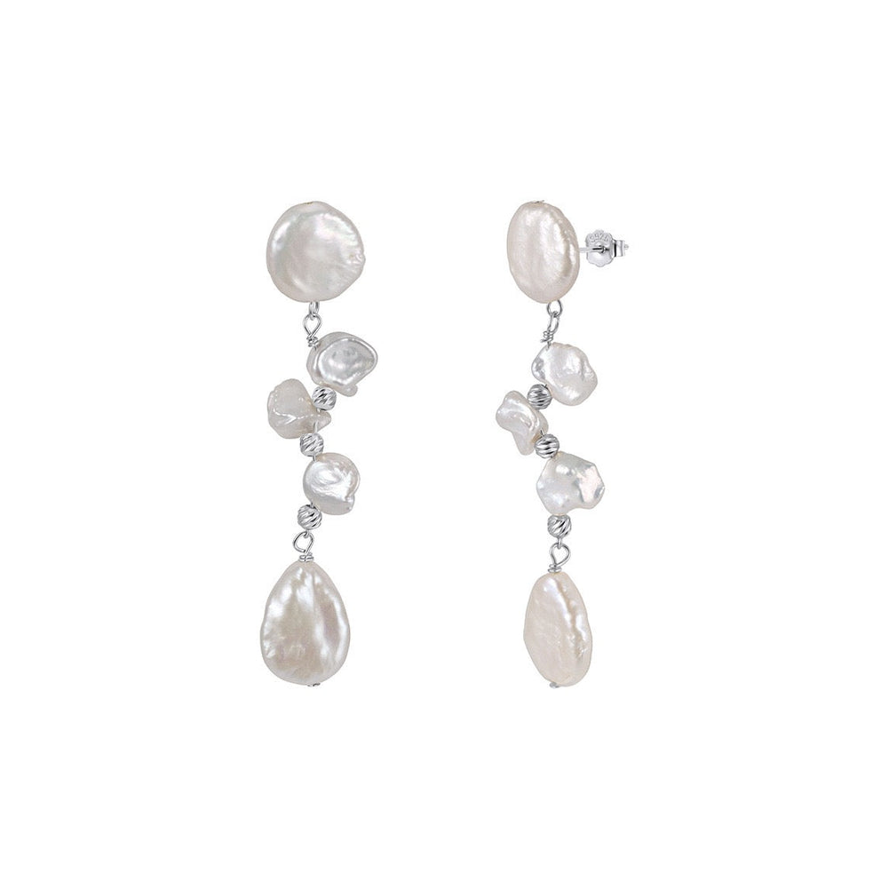 Pearl Blossom Cascade Earrings on white background