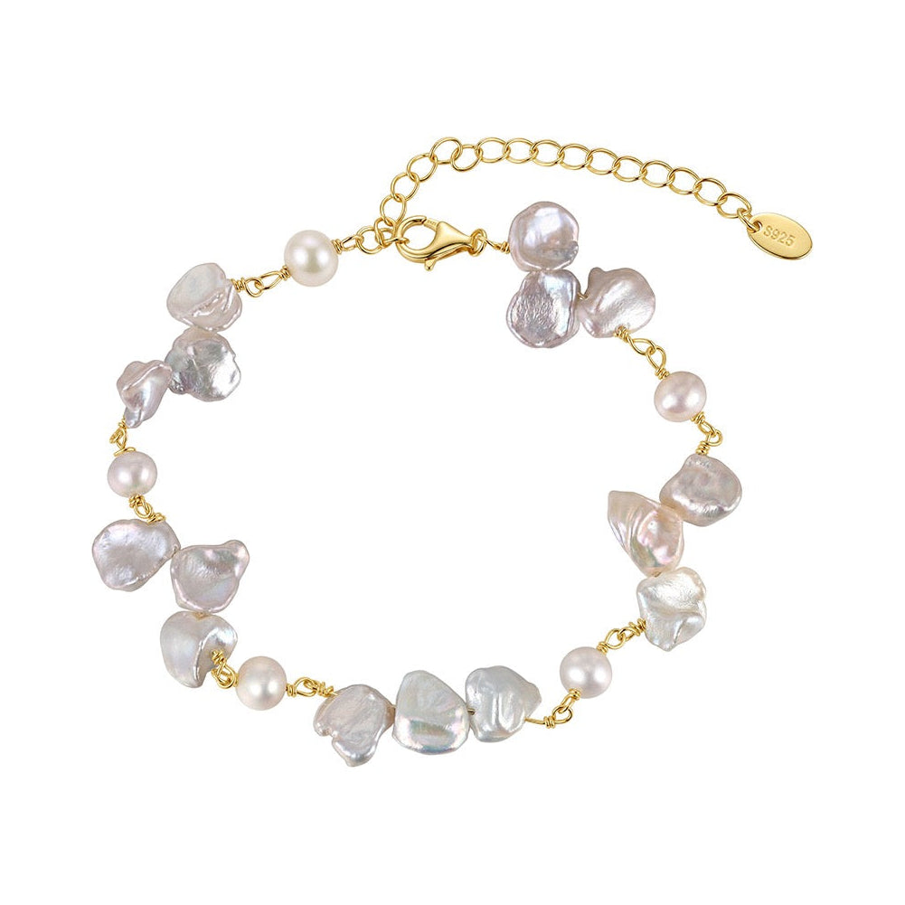 Petal Tide Natural Pearl Bracelet on white background
